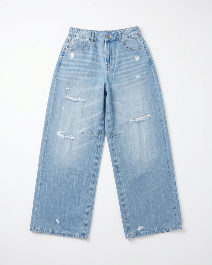 EMMA BAGGY JEANS - LIGHT BLUE RIPPED