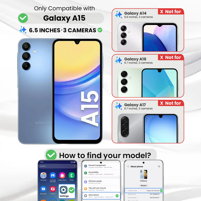Entronix Clear Screen Protector Compatible with Galaxy A15 - 3-Piece Combo