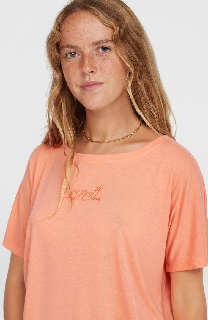 Essentials Script Drape T-Shirt | Coral Pink