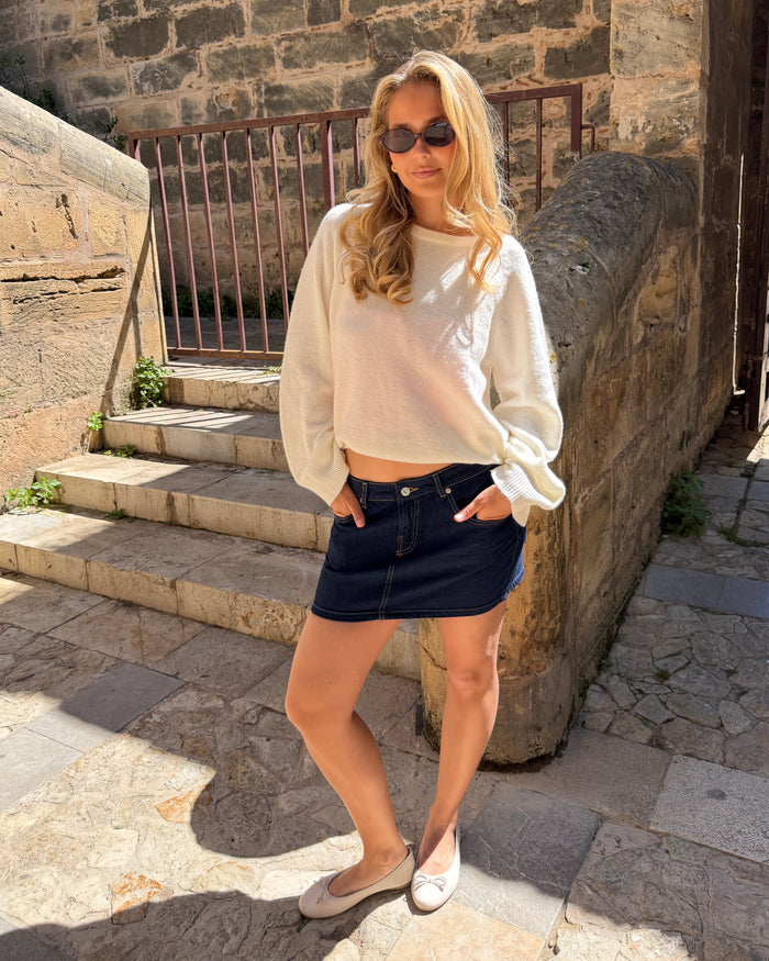 ESTHER DENIM MINI SKIRT - DARK BLUE