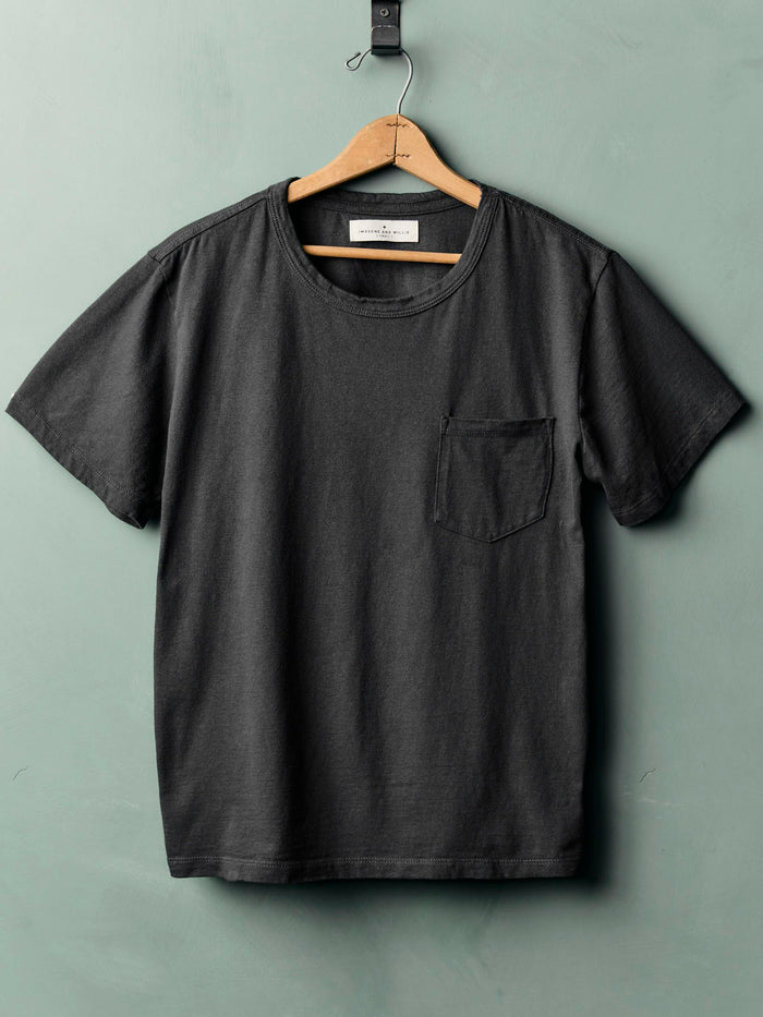Dark Slate Gray faded black knit pocket tee