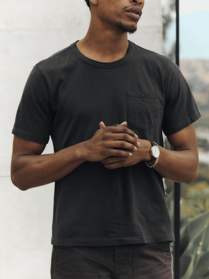 Dark Slate Gray faded black knit pocket tee