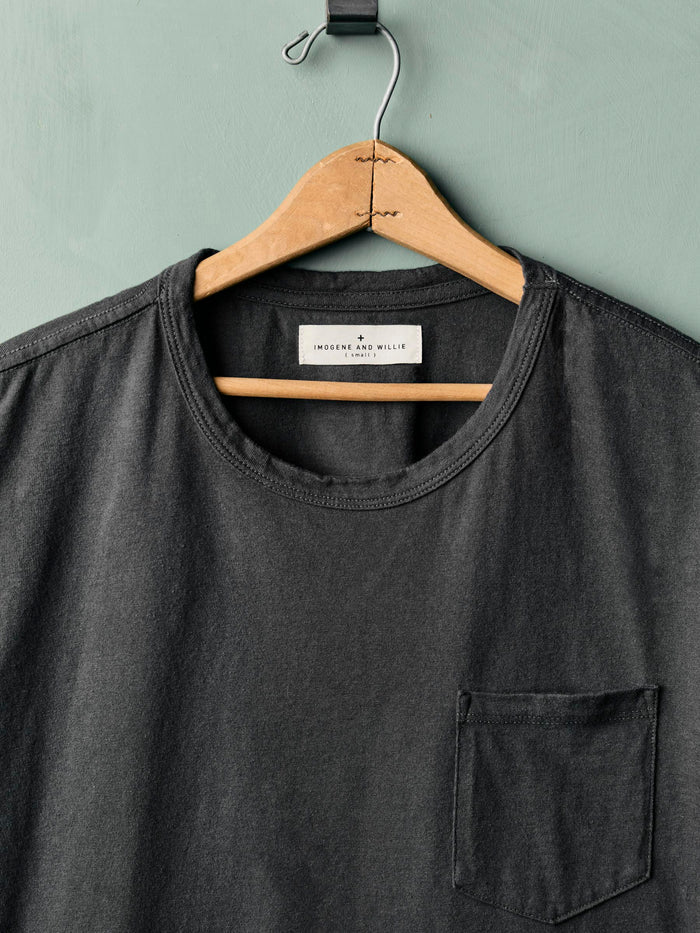 Dark Slate Gray faded black knit pocket tee