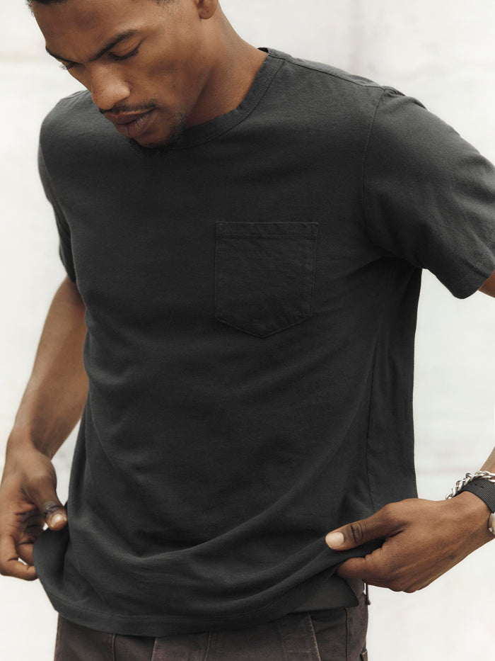 Dark Slate Gray faded black knit pocket tee