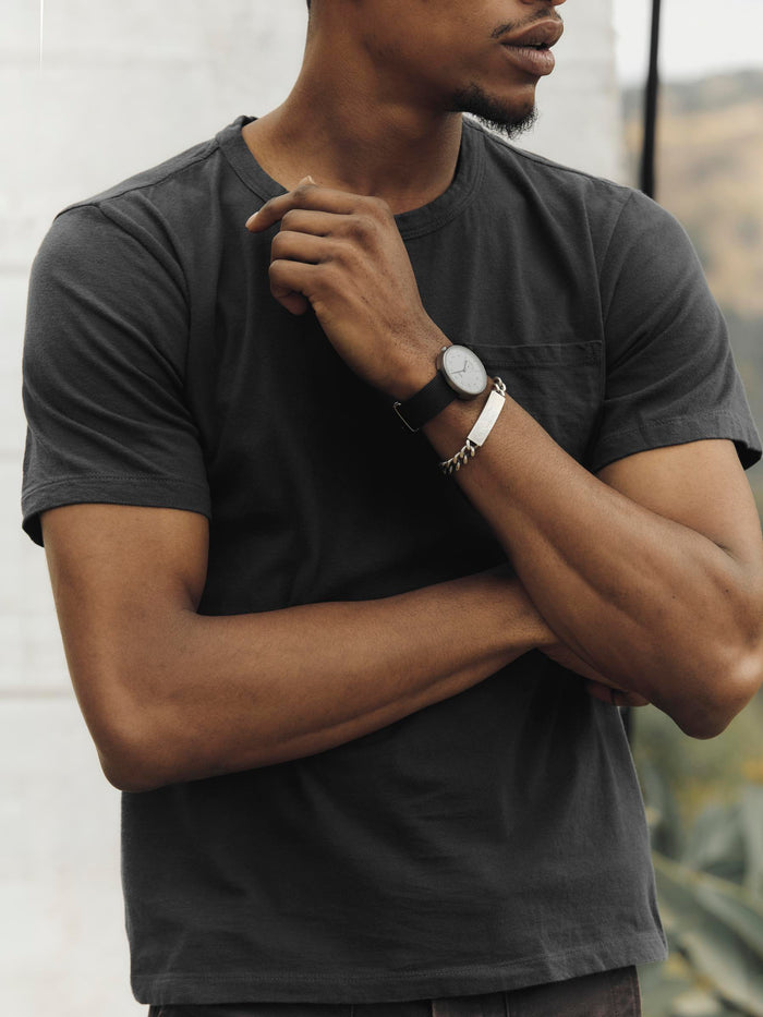 Black faded black knit pocket tee
