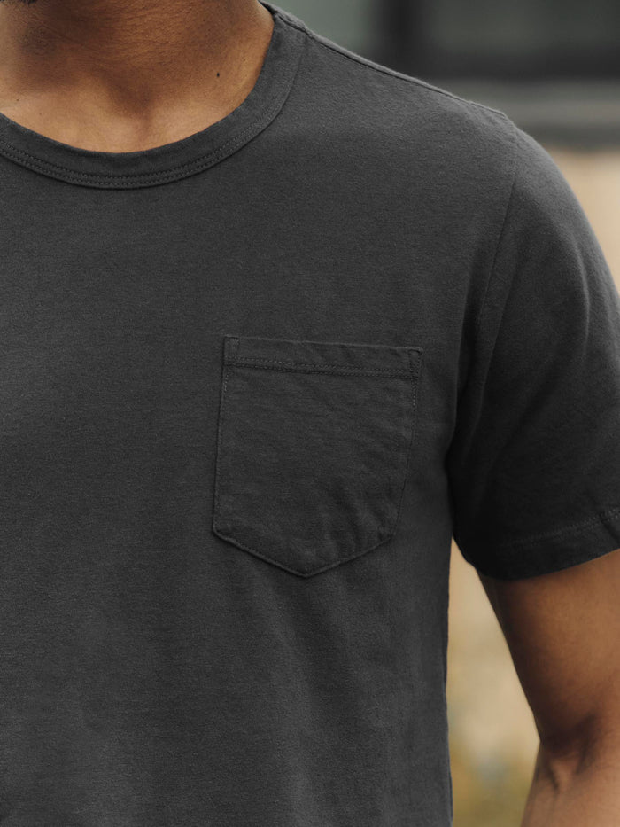 Dark Slate Gray faded black knit pocket tee