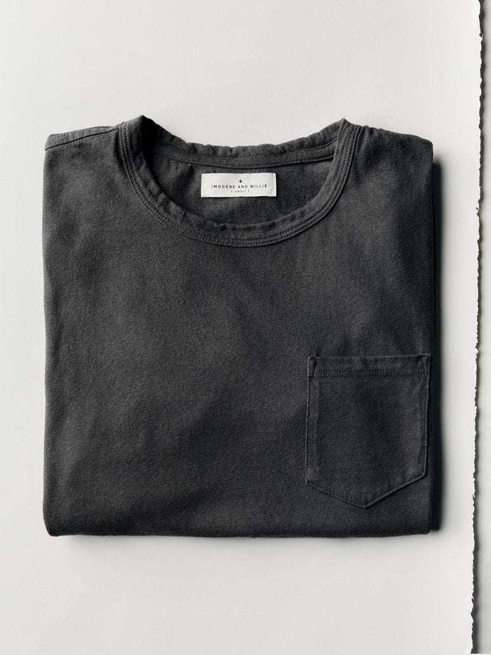 Dark Slate Gray faded black knit pocket tee