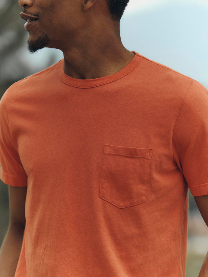 Sienna faded orange knit pocket tee