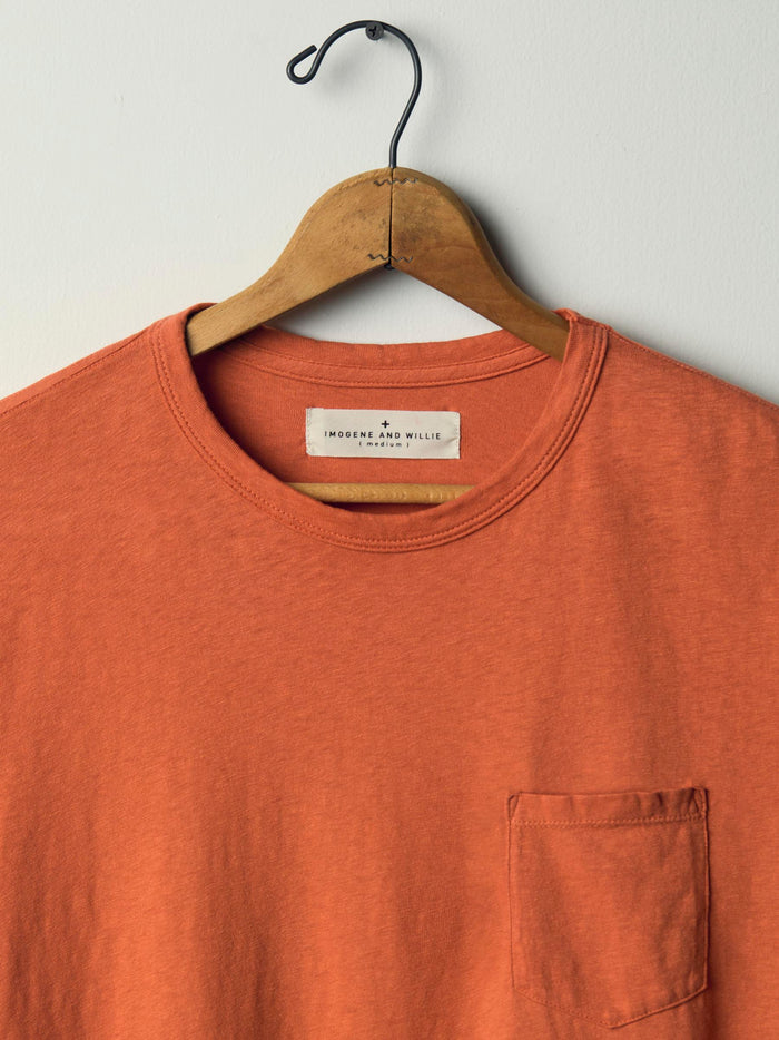 Chocolate faded orange knit pocket tee