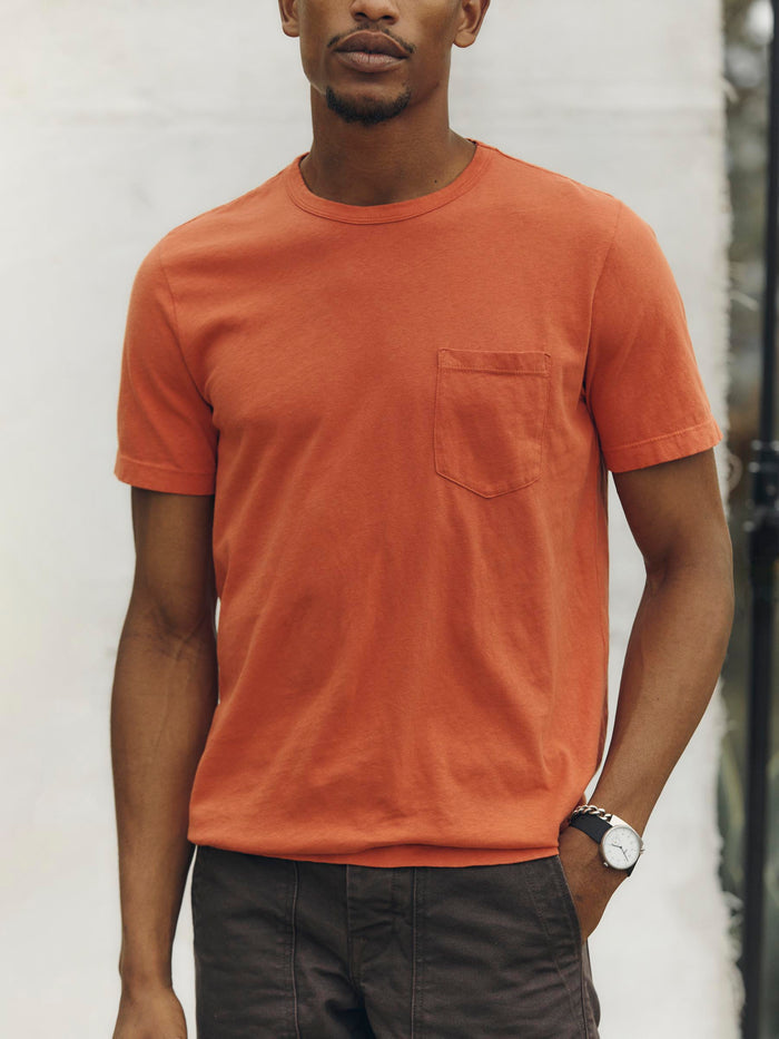 Sienna faded orange knit pocket tee