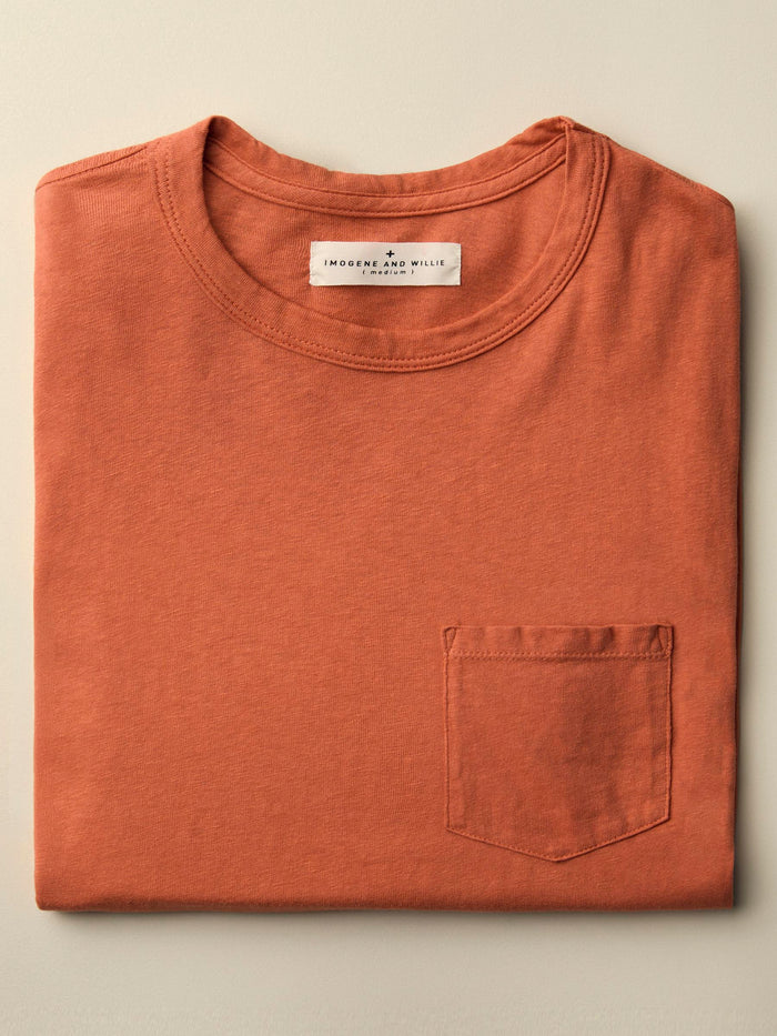Chocolate faded orange knit pocket tee