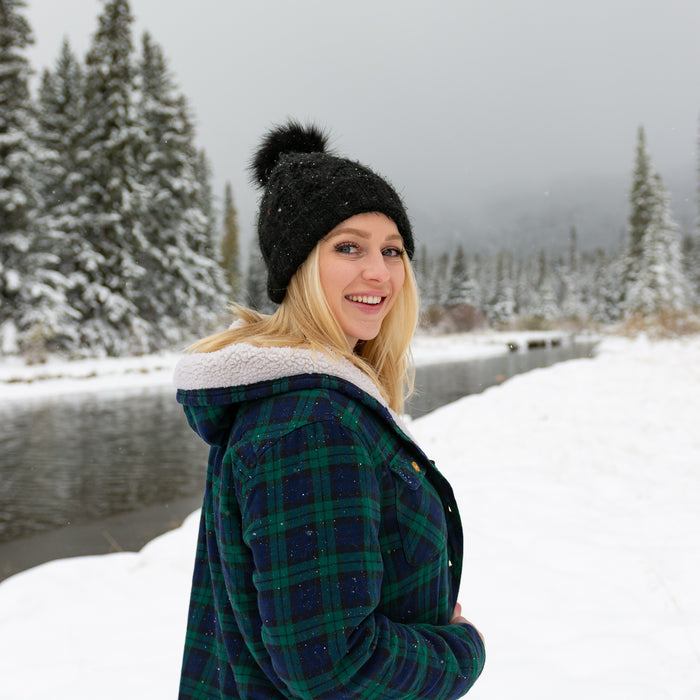 Flannel Sherpa Hooded Jacket in Blackwatch Tartan