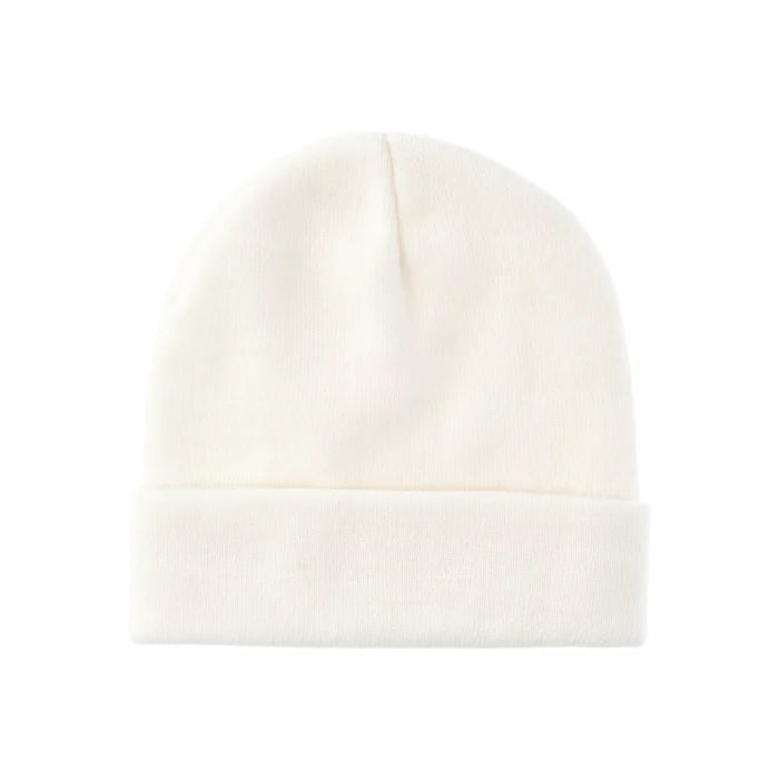 Flat Knit Beanie - White