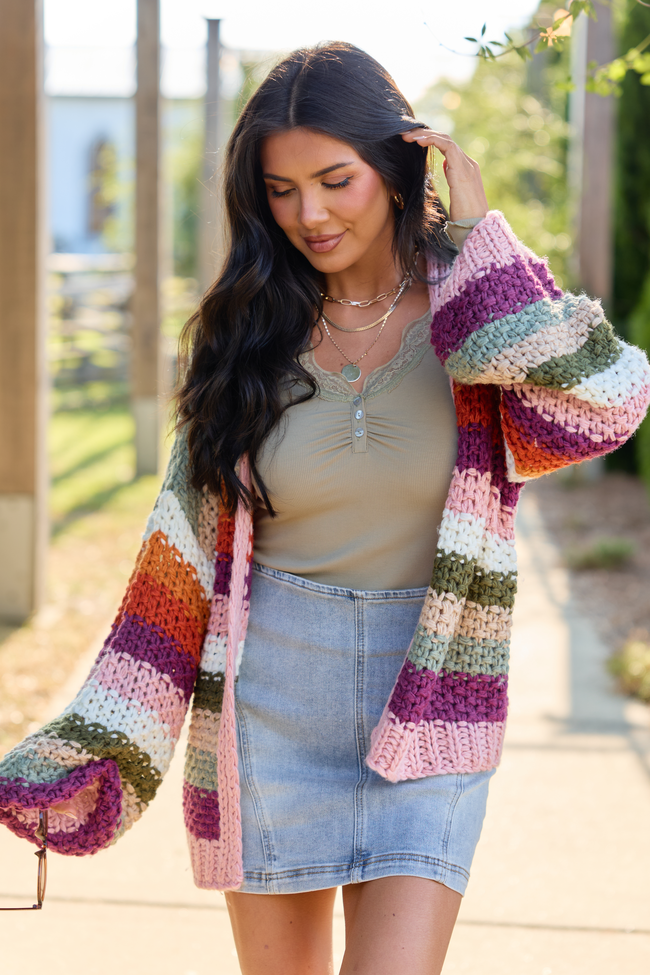 Forgot You Existed Multi Striped Cardigan