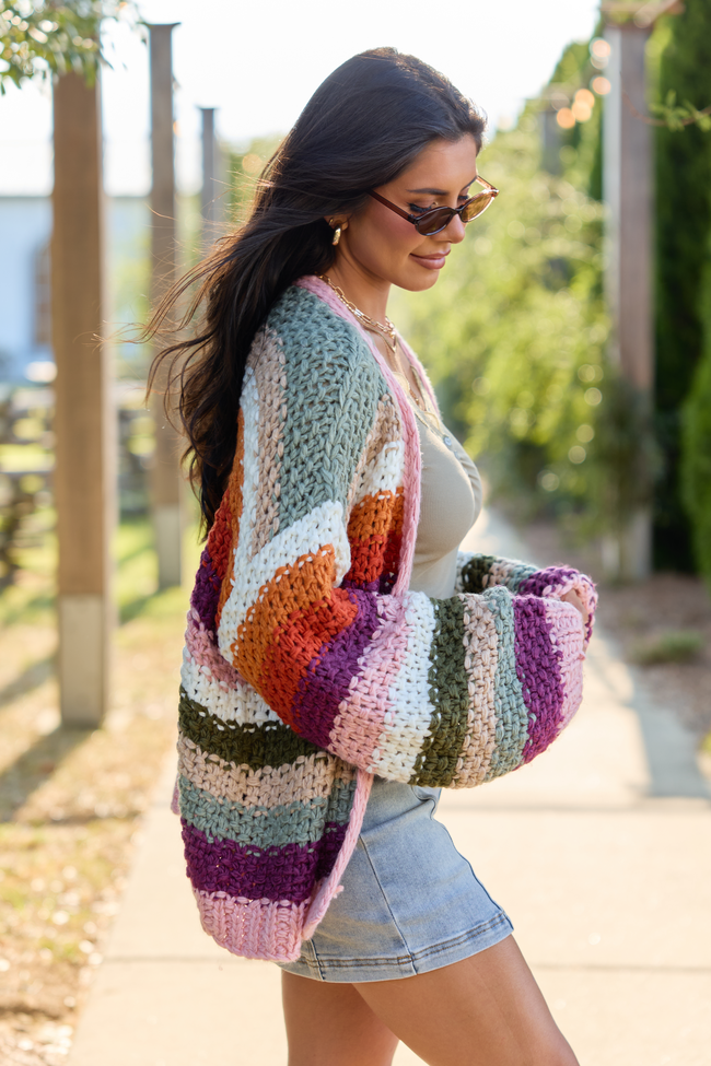 Forgot You Existed Multi Striped Cardigan