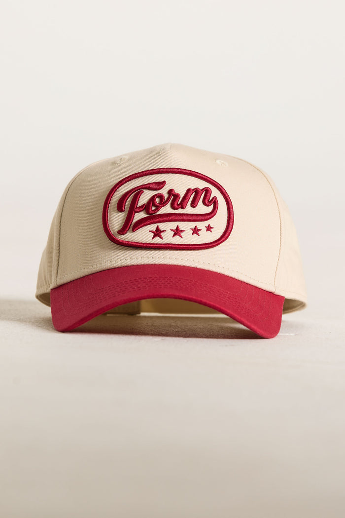 FORM Patch Trucker Hat - White/Cherry