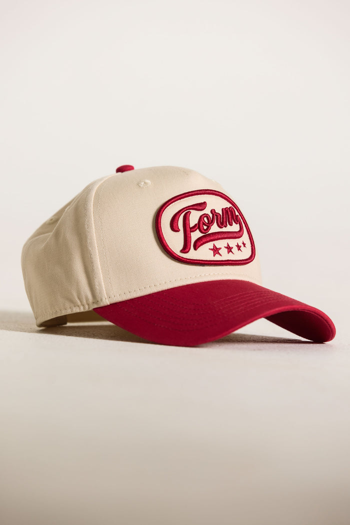 FORM Patch Trucker Hat - White/Cherry