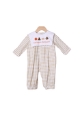 The Smocked Flamingo Apparel & Accessories French Knot God is Great, God is Good Gingham Romper