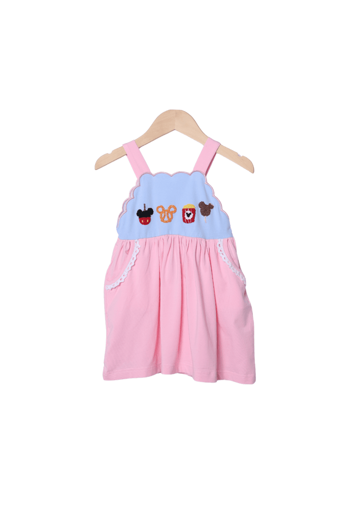 The Smocked Flamingo Apparel & Accessories French Knot Mouse Pink Park Snacks Dress