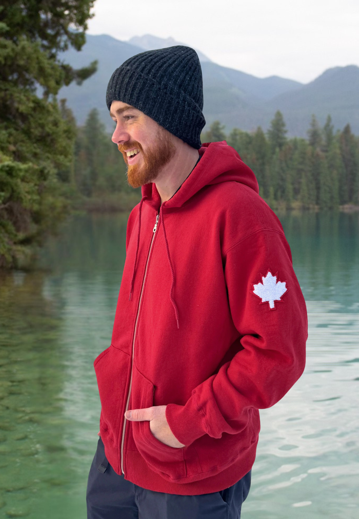 Full Zip Canada Jacket Hoody In Red