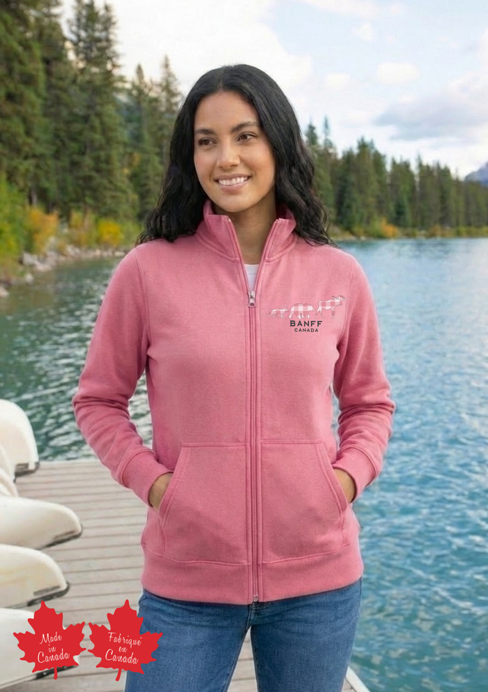 Full Zip Fitted Canada Jacket In Pink