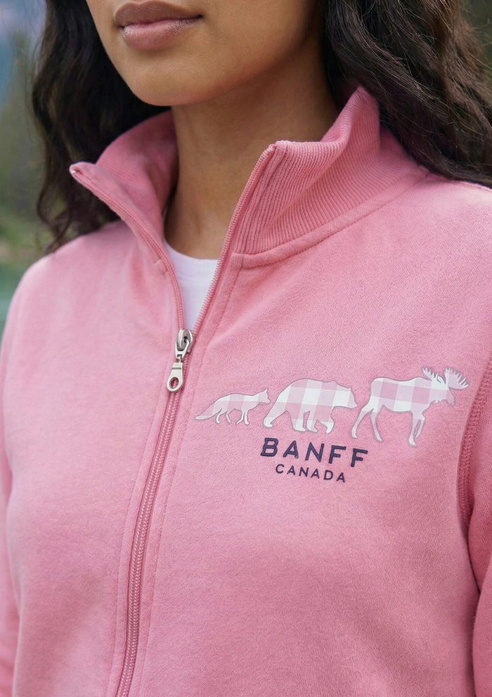 Full Zip Fitted Canada Jacket In Pink