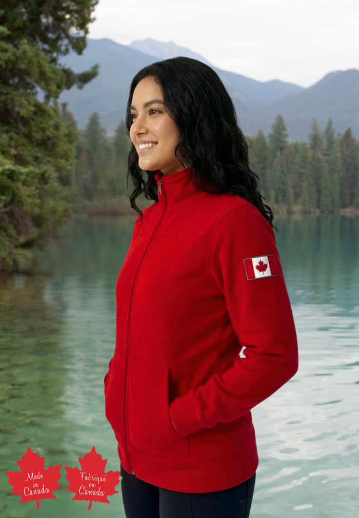 Full Zip Fitted Canada Jacket In Red