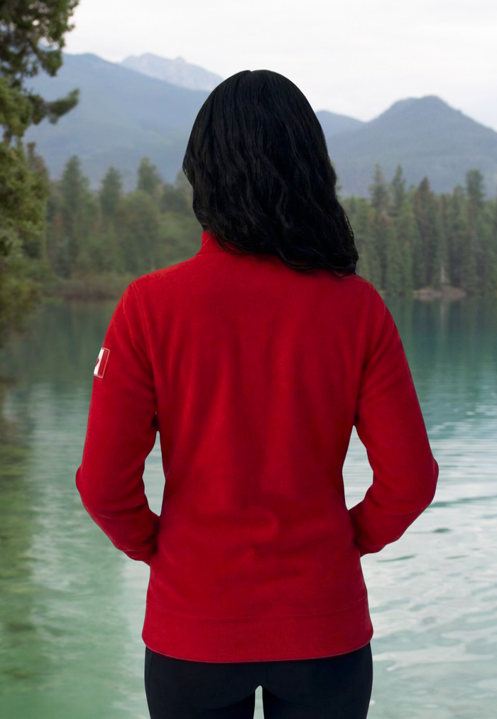 Full Zip Fitted Canada Jacket In Red