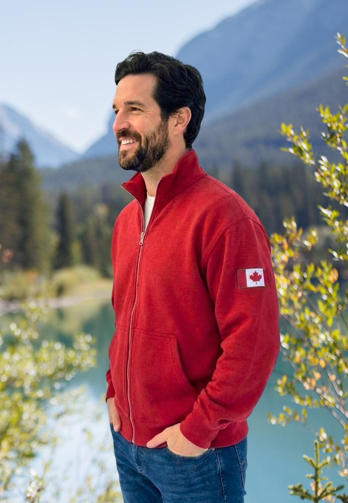 Full Zip Relaxed Canada Jacket In Red
