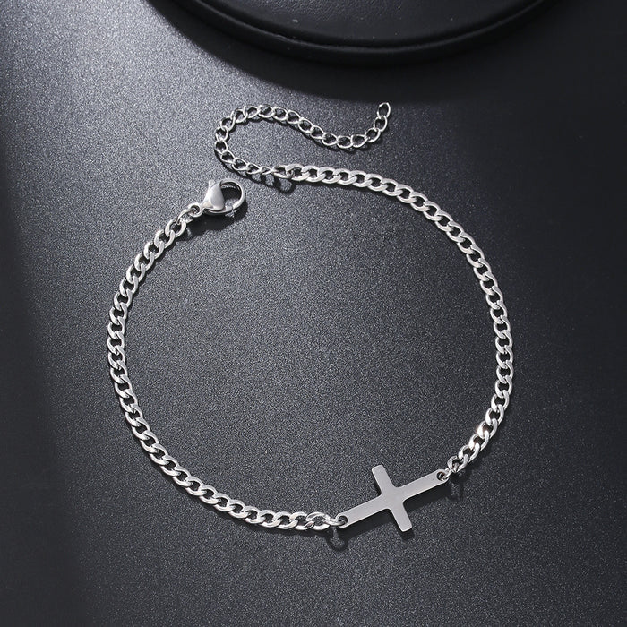 Geometric stainless steel triangle NK chain bracelet men hip hop cross love charm bracelet for women