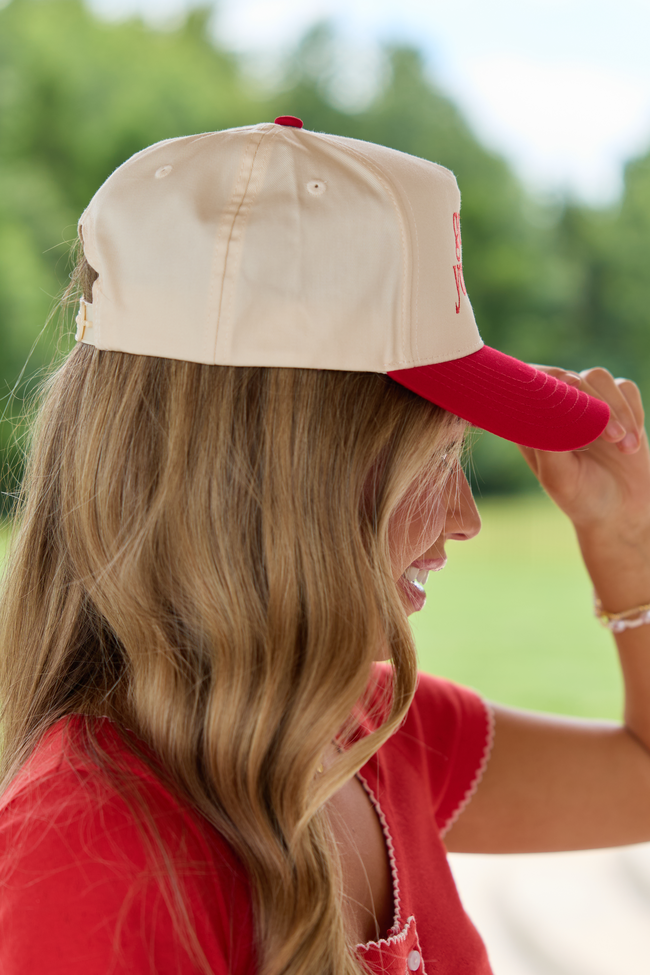 Go Ask Your Dad Natural/Red Embroidered Trucker Hat