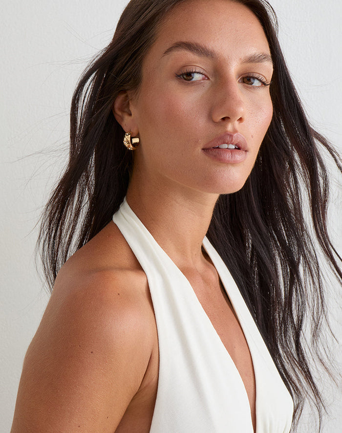 Image of Gold Crystal Hoop Earrings