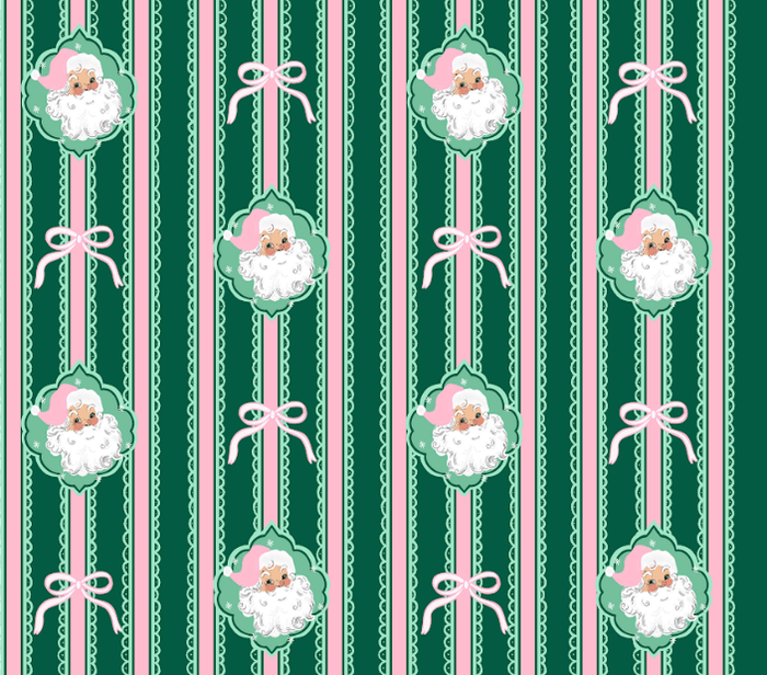 ****PREORDER***Pink Bows Santa - Pet Bandana Holiday Lounge - Sugar Bee Clothing