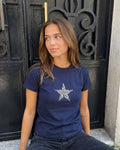 GREY LEOSTAR BABY TEE - NAVY
