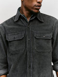 Dark Slate Gray griffin workshirt in faded black cord