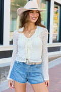 Gywneth Ivory Lace Mesh Cardigan Top FINAL SALE