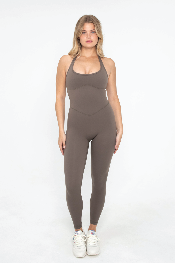 Halter Onesie - Walnut