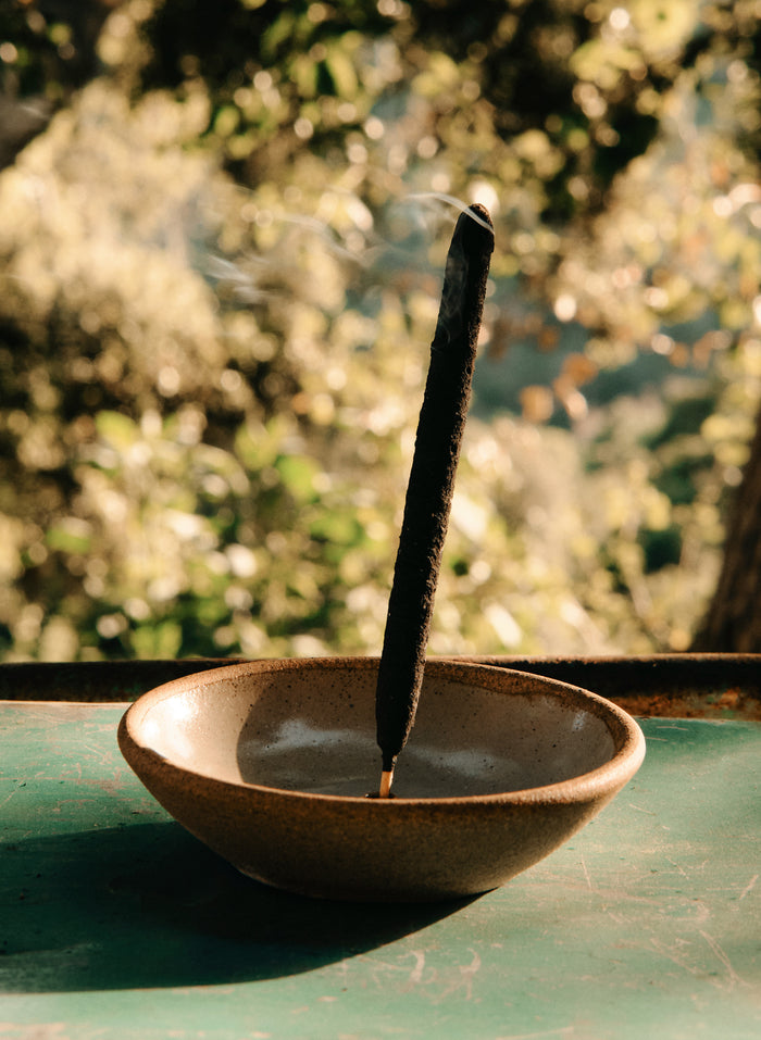 Dark Khaki hand-thrown incense holder