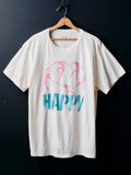 Black handpainted "happy" tee