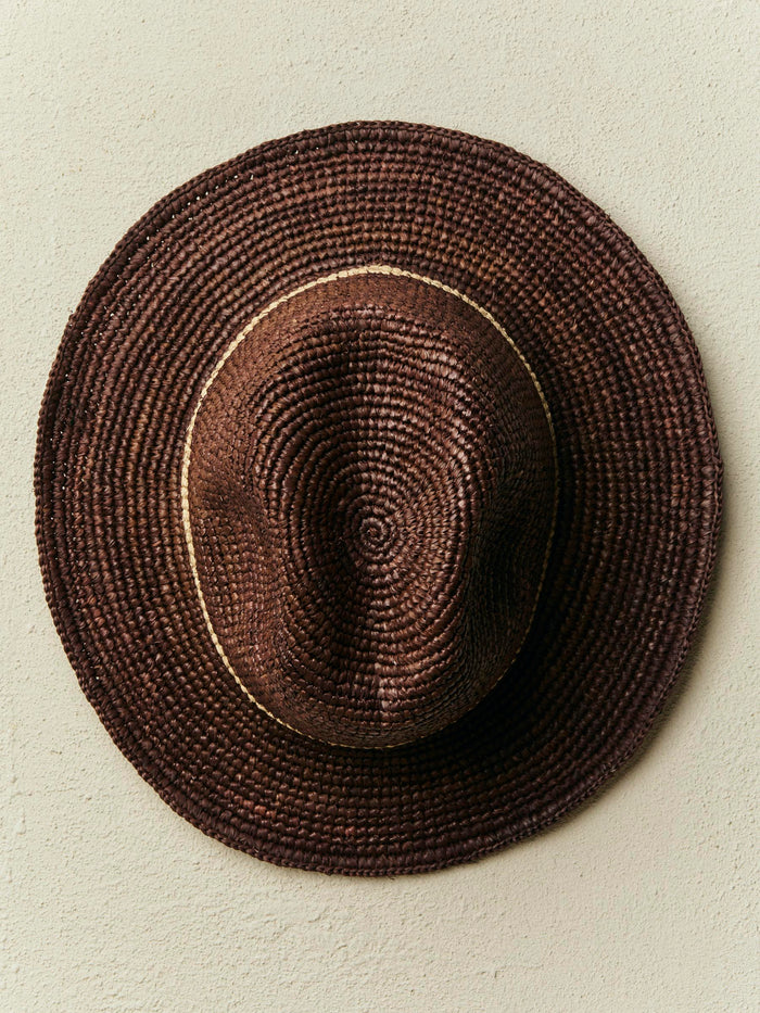 Light Gray handwoven brown raffia palm hat