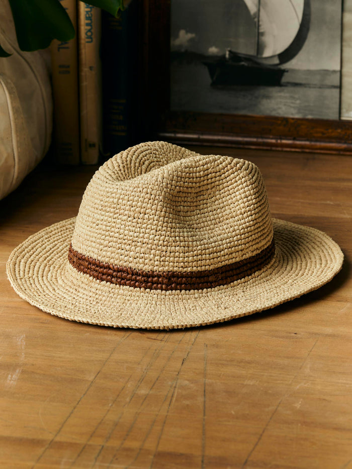 Black handwoven natural raffia palm hat