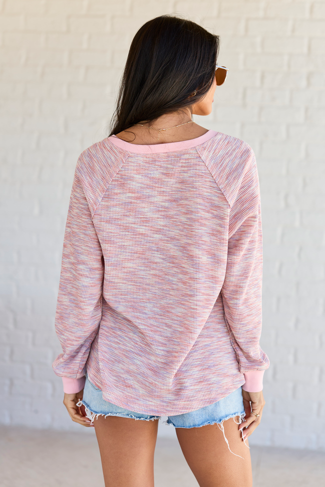 Harlee Pink Waffle Knit Top
