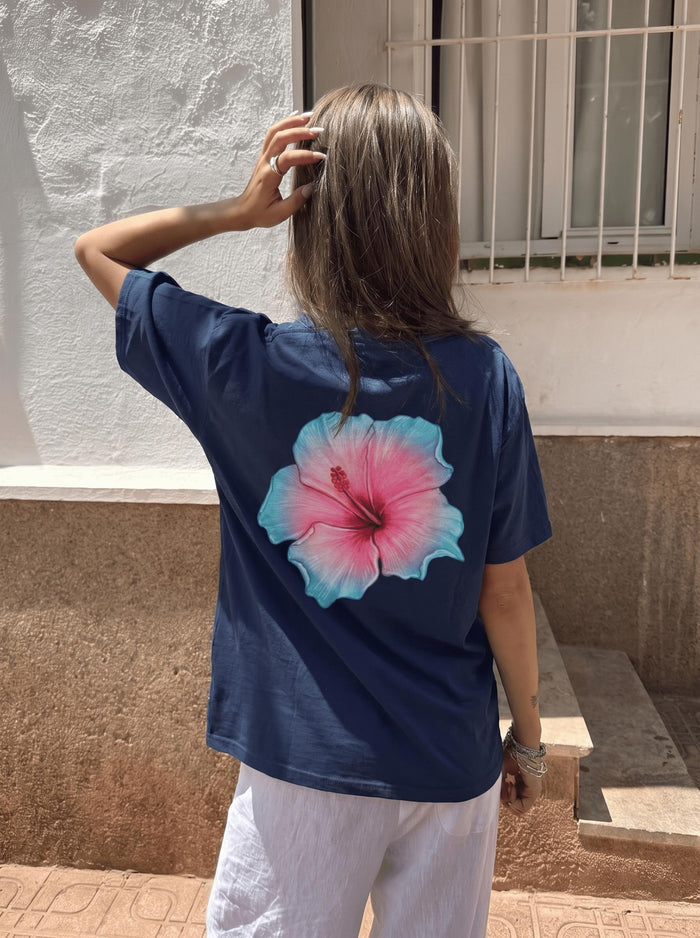 HAWAII (blå) UNISEX T-SHIRT (rygprint) - NAVY - Dinvintageshop