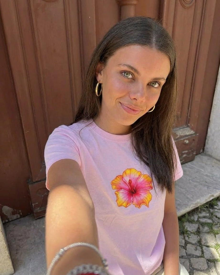 HAWAII (yellow) BABY TEE - LIGHT PINK