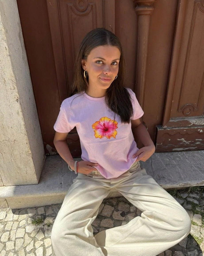 HAWAII (yellow) BABY TEE - LIGHT PINK