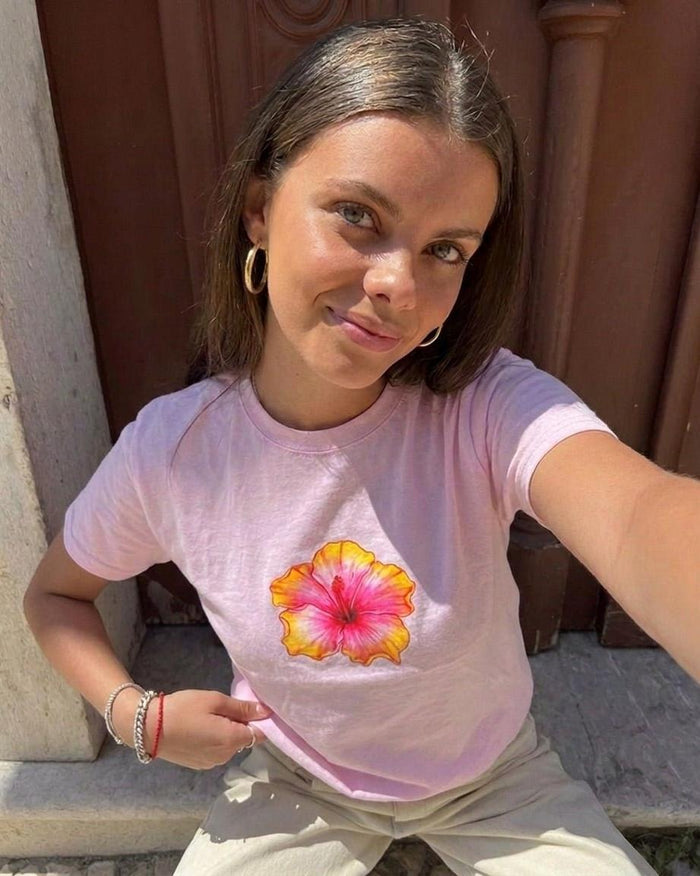 HAWAII (yellow) BABY TEE - LIGHT PINK