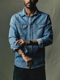 Dim Gray hayes indigo stripe pearl snap