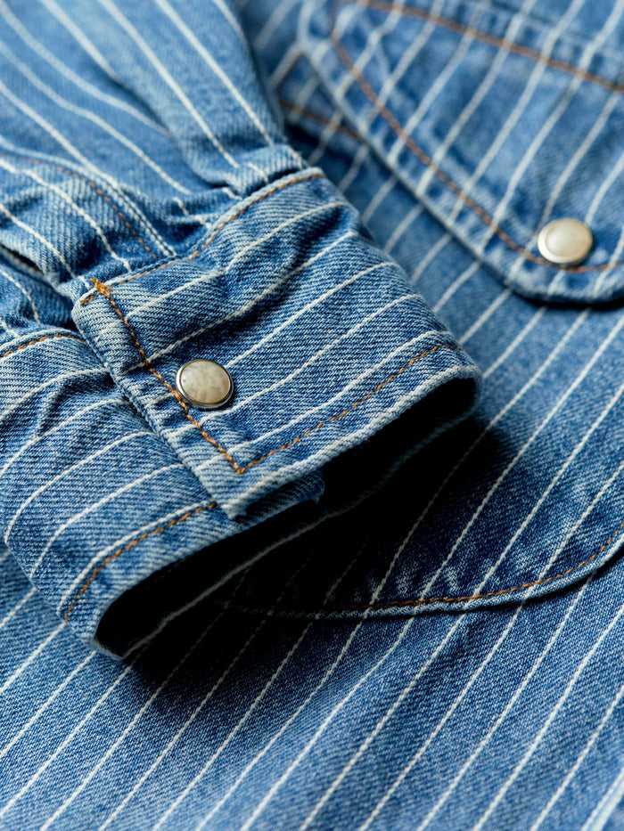 Black hayes indigo stripe pearl snap