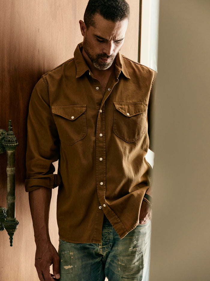 Dark Olive Green hayes pearl snap in whisper twill