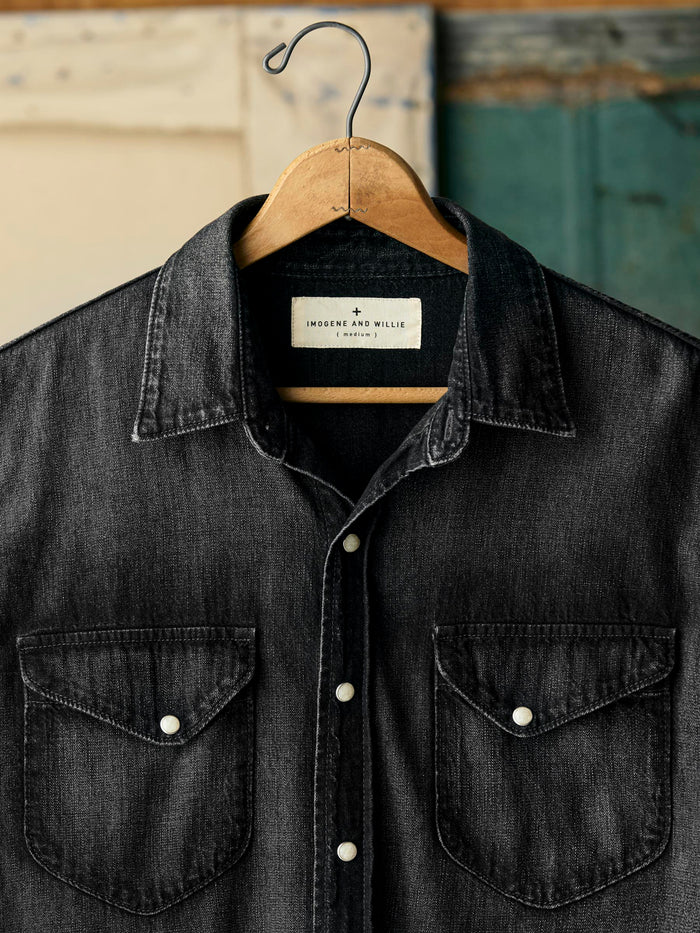 Black hayes washed black pearl snap
